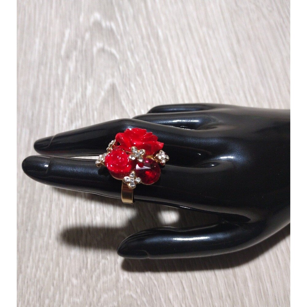 Oversize Rose - Gold Plated - Adjustable Floral Statement Ring - New - Picture 9 of 9